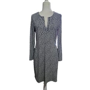 Dianne Von Furstenberg Midi Dress Cotton/ Silk Floral Print Black/White Size 8